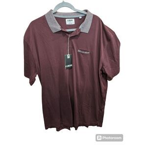 Linksoul Shirt  XXL   Polo  Short Sleeve‎ 2 Button Golf NWT Merlot 100% Cotton